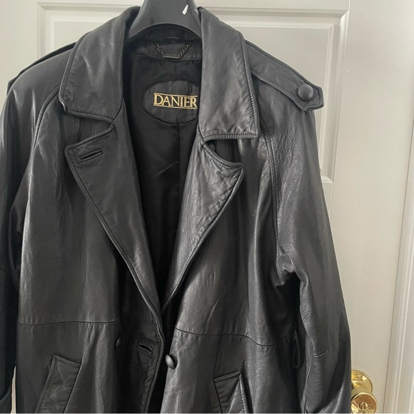 DANIER Genuine Leather Trench-coat US Size L - Picture 4 of 5